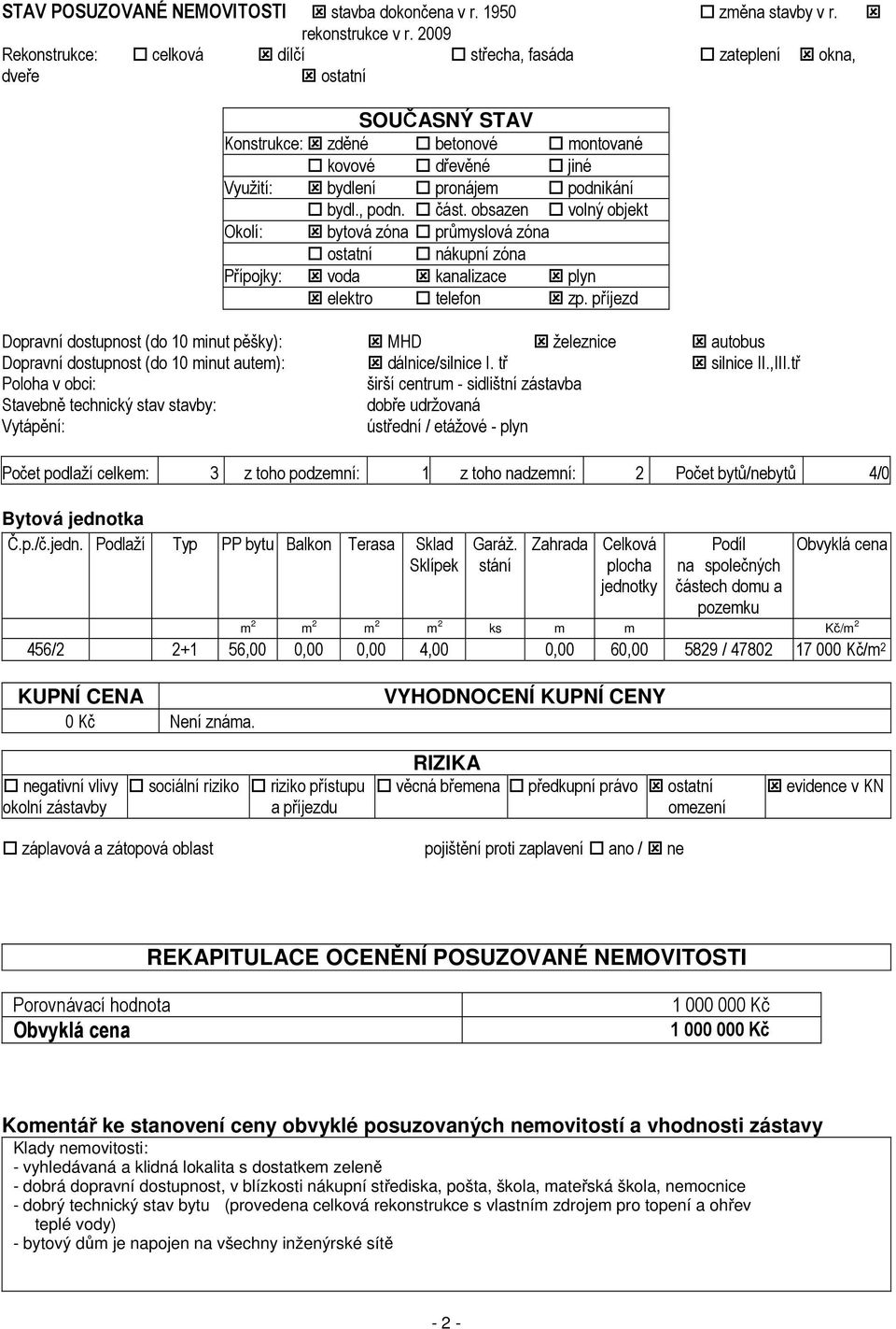 část. obsazen volný objekt Okolí: bytová zóna průmyslová zóna ostatní nákupní zóna Přípojky: voda kanalizace plyn elektro telefon zp.