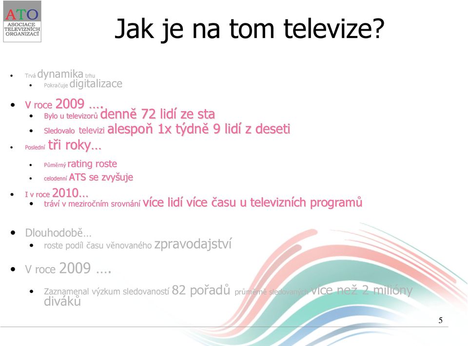 Půměrný rating roste celodenní ATS se zvyšuje 2010 I v roce 2010 tráví v meziročním srovn m srovnání více lidí více času u