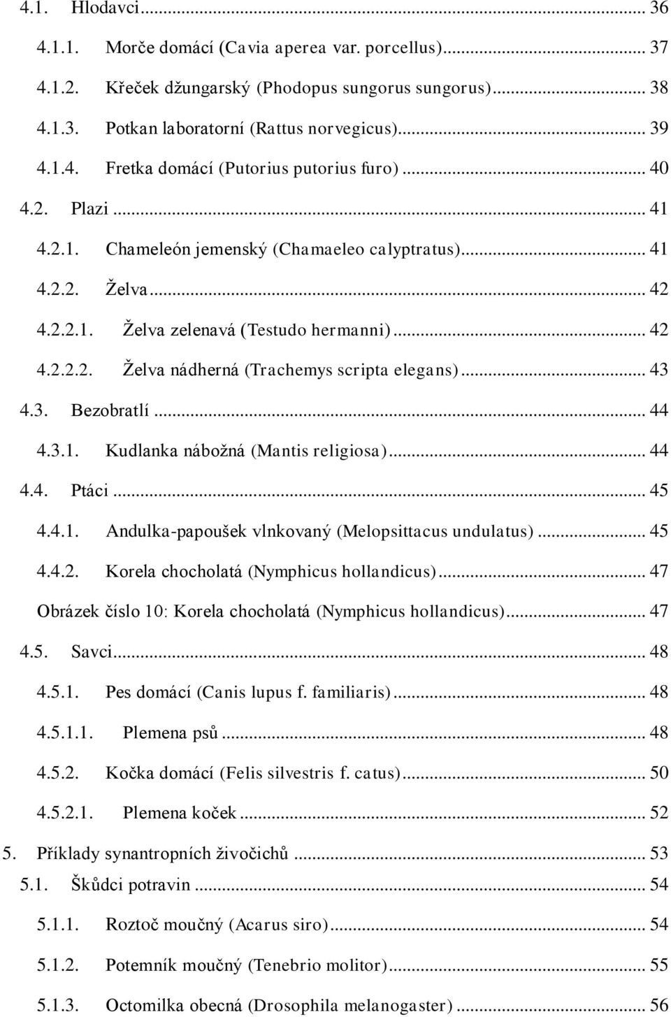 .. 43 4.3. Bezobratlí... 44 4.3.1. Kudlanka nábožná (Mantis religiosa)... 44 4.4. Ptáci... 45 4.4.1. Andulka-papoušek vlnkovaný (Melopsittacus undulatus)... 45 4.4.2.