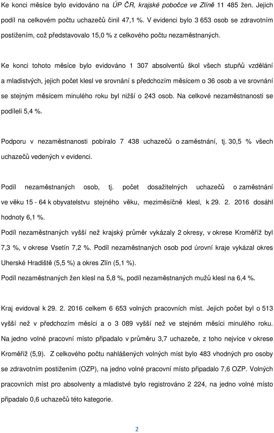 Ke konci tohoto měsíce bylo evidováno 1 307 absolventů škol všech stupňů vzdělání a mladistvých, jejich počet klesl ve srovnání s předchozím měsícem o 36 osob a ve srovnání se stejným měsícem