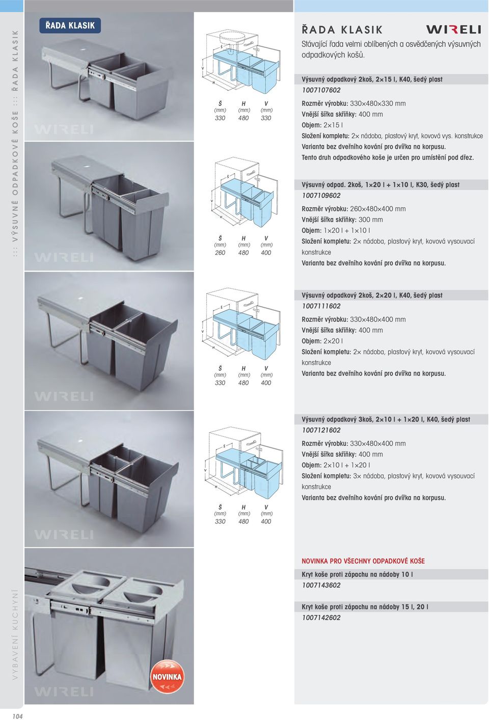 ový 2koš, 2 15 l, K40, šedý plast 1007107602 Rozměr výrobku: 330 480 330 mm Složení kompletu: 2 nádoba, plastový kryt, kovová vys. Výsuvný odpad.