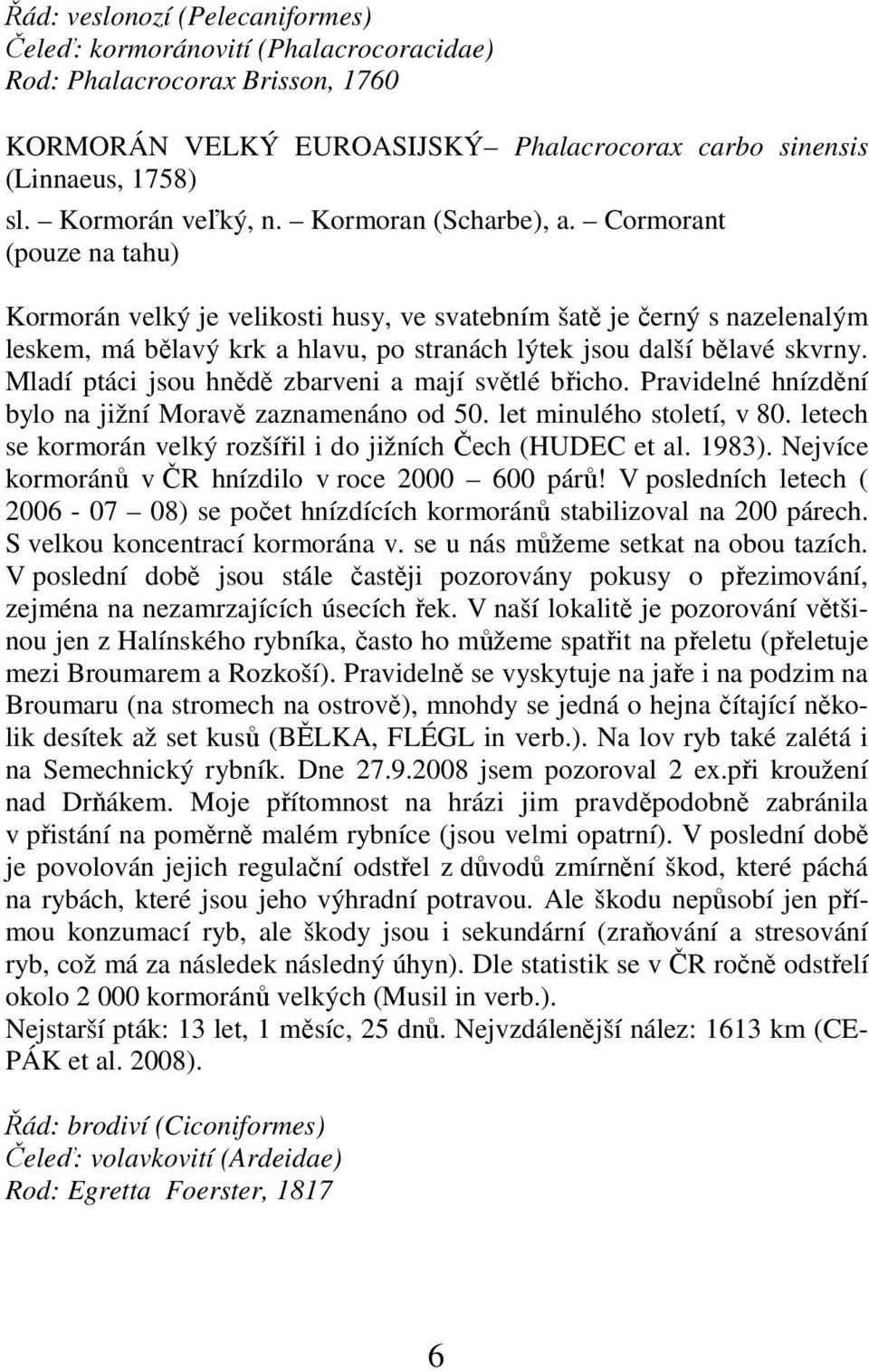 Cormorant (pouze na tahu) Kormorán velký je velikosti husy, ve svatebním šatě je černý s nazelenalým leskem, má bělavý krk a hlavu, po stranách lýtek jsou další bělavé skvrny.