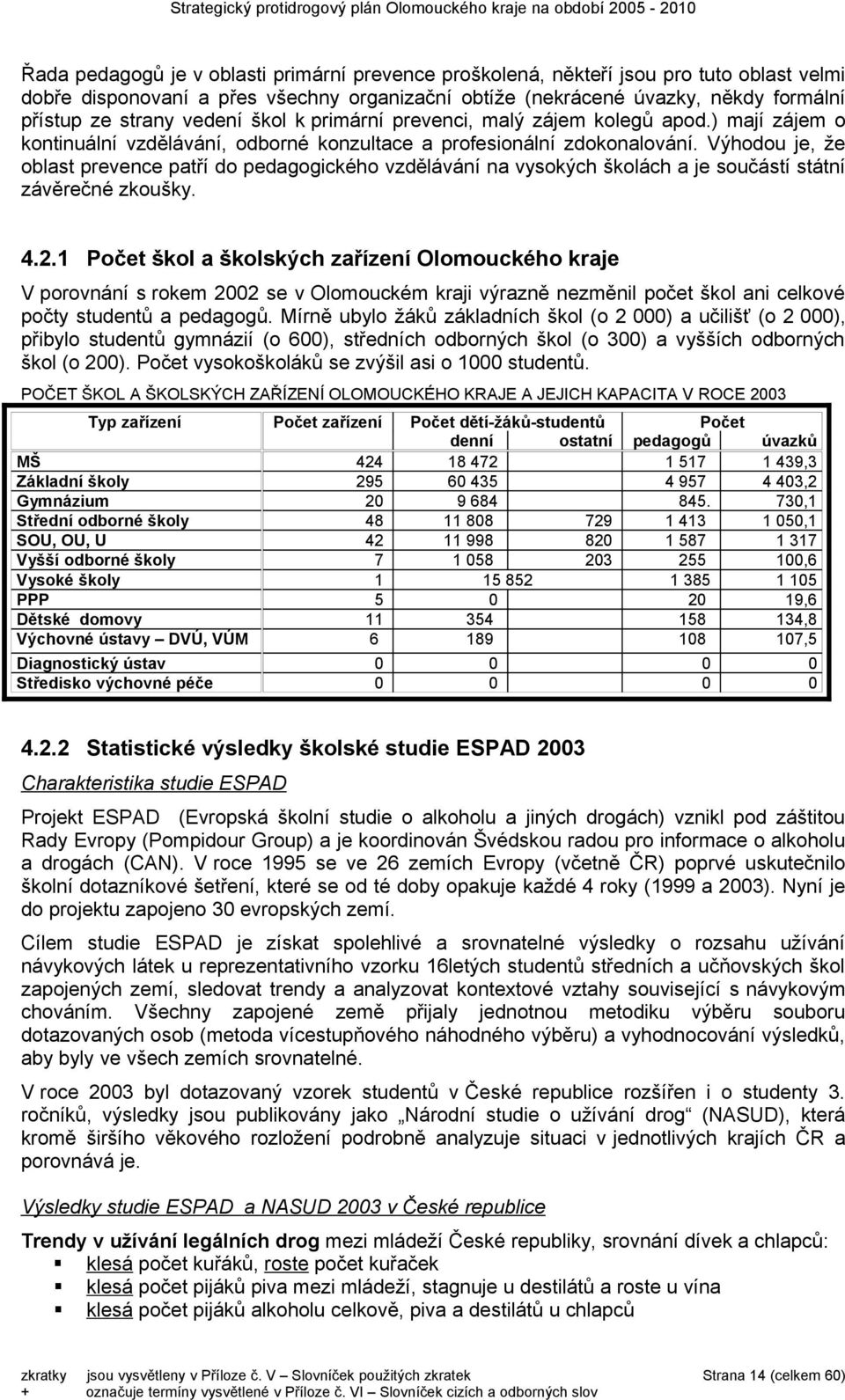 Výhodou je, že oblast prevence patří do pedagogického vzdělávání na vysokých školách a je součástí státní závěrečné zkoušky. 4.2.