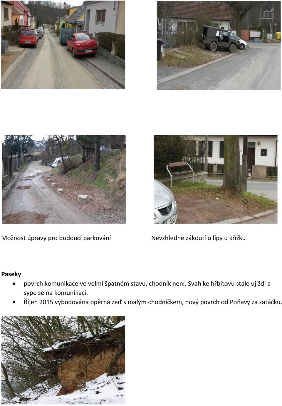 Svah ke hřbitovu stále ujíždí a sype se na komunikaci.