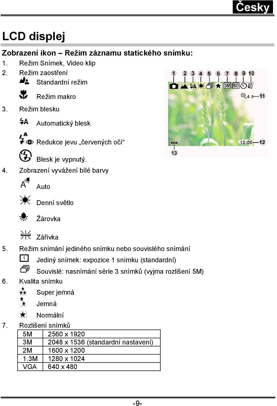 Režim snímání jediného snímku nebo souvislého snímání Jediný snímek: expozice 1 snímku (standardní) Souvislé: nasnímání série 3 snímků (vyjma rozlišení