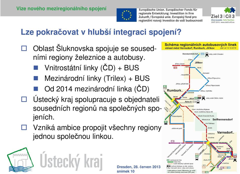 Vnitrostátní linky (ČD) + BUS Mezinárodní linky (Trilex) + BUS Od 2014 mezinárodní linka (ČD) Ústecký