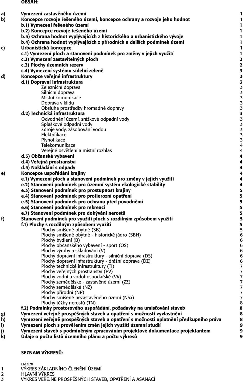 1) Vymezení ploch a stanovení podmínek pro změny v jejich využití 1 c.2) Vymezení zastavitelných ploch 2 c.3) Plochy územních rezerv 2 c.