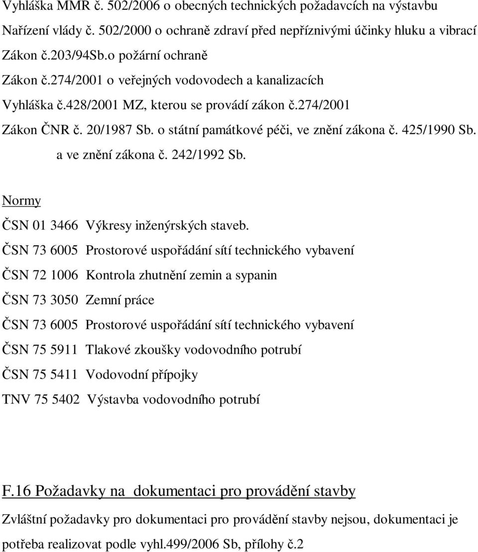 242/1992 Sb. Normy SN 01 3466 Výkresy inženýrských staveb.