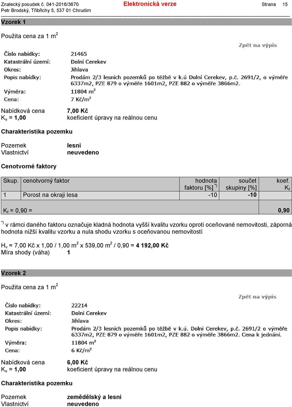 Kč lesní 1 Porost na okraji lesa -10-10 = 0,90 = 0,90 H v