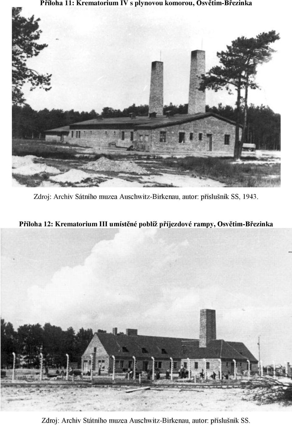 Příloha 12: Krematorium III umístěné poblíž příjezdové rampy,