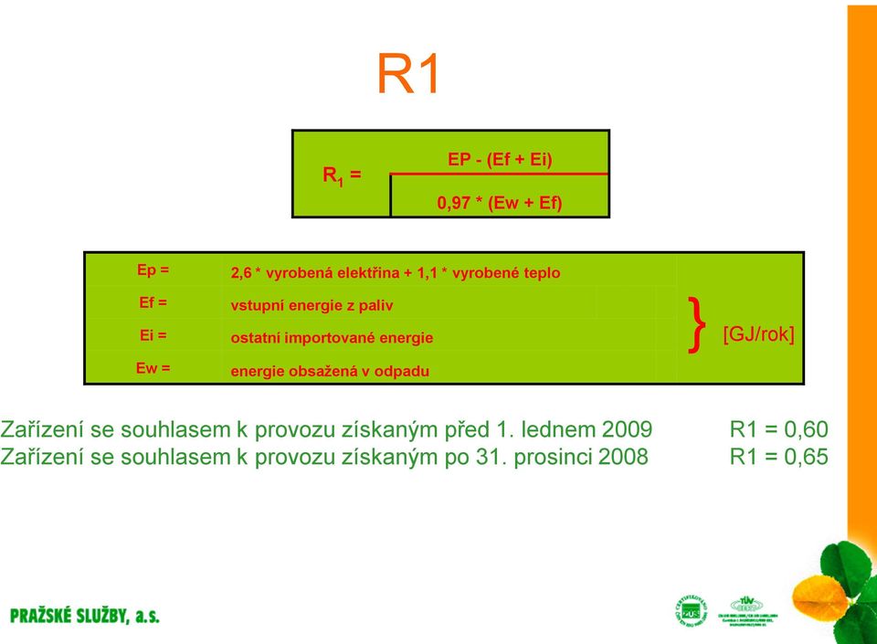 energie obsažená v odpadu } [GJ/rok] Zařízení se souhlasem k provozu získaným před 1.