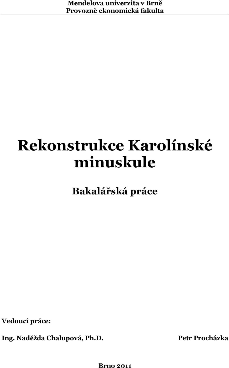 minuskule Bakalářská práce Vedoucí práce: