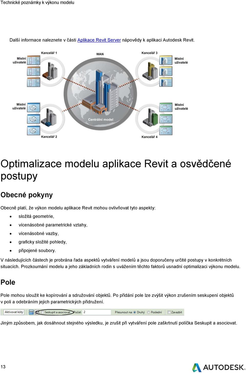 vícenásobné vazby, graficky složité pohledy, připojené soubory. V následujících částech je probrána řada aspektů vytváření modelů a jsou doporučeny určité postupy v konkrétních situacích.