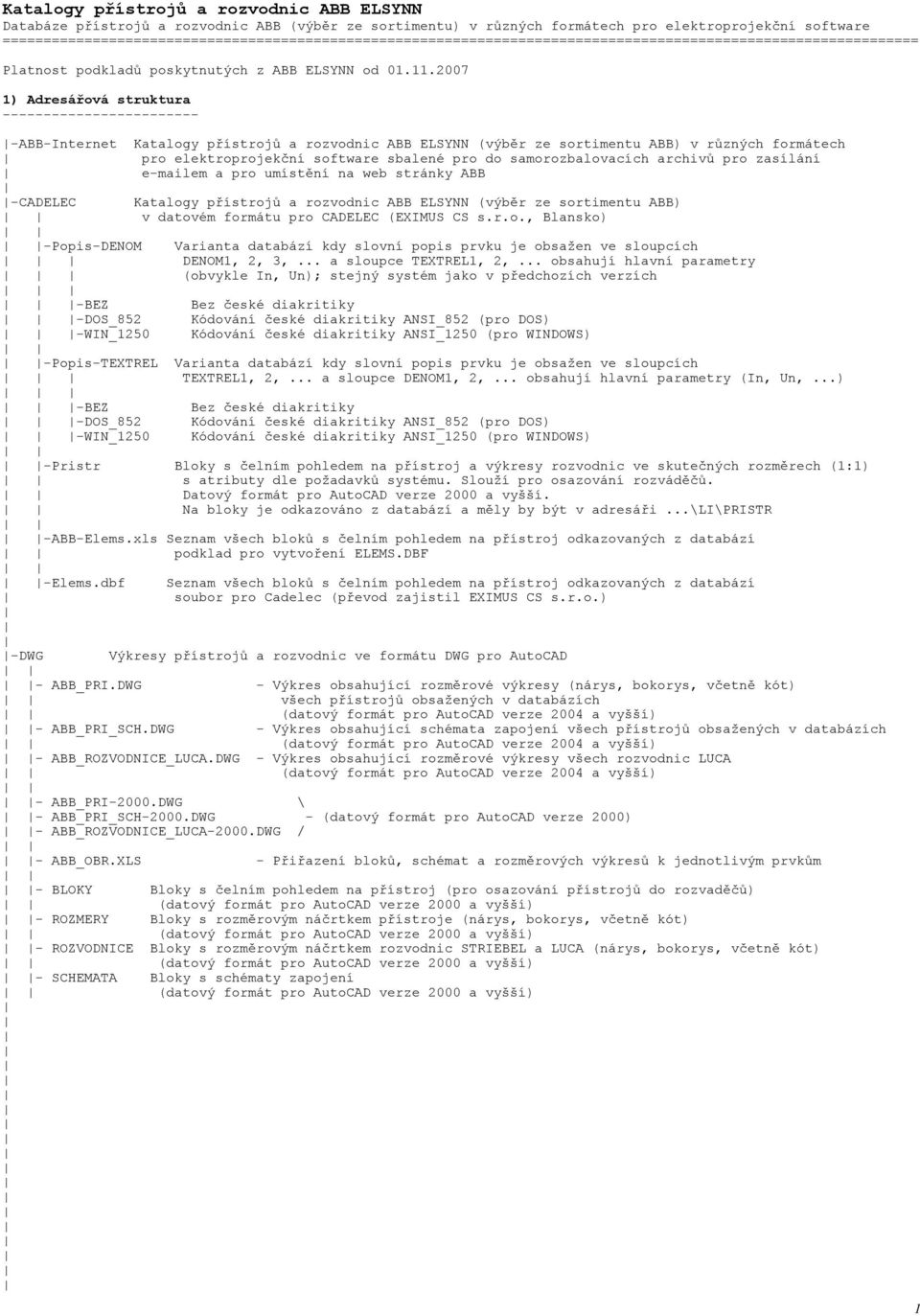ABB_OBR.XLS - Přiřazení bloků, schémat a rozměrových výkresů k jednotlivým  prvkům - PDF Stažení zdarma
