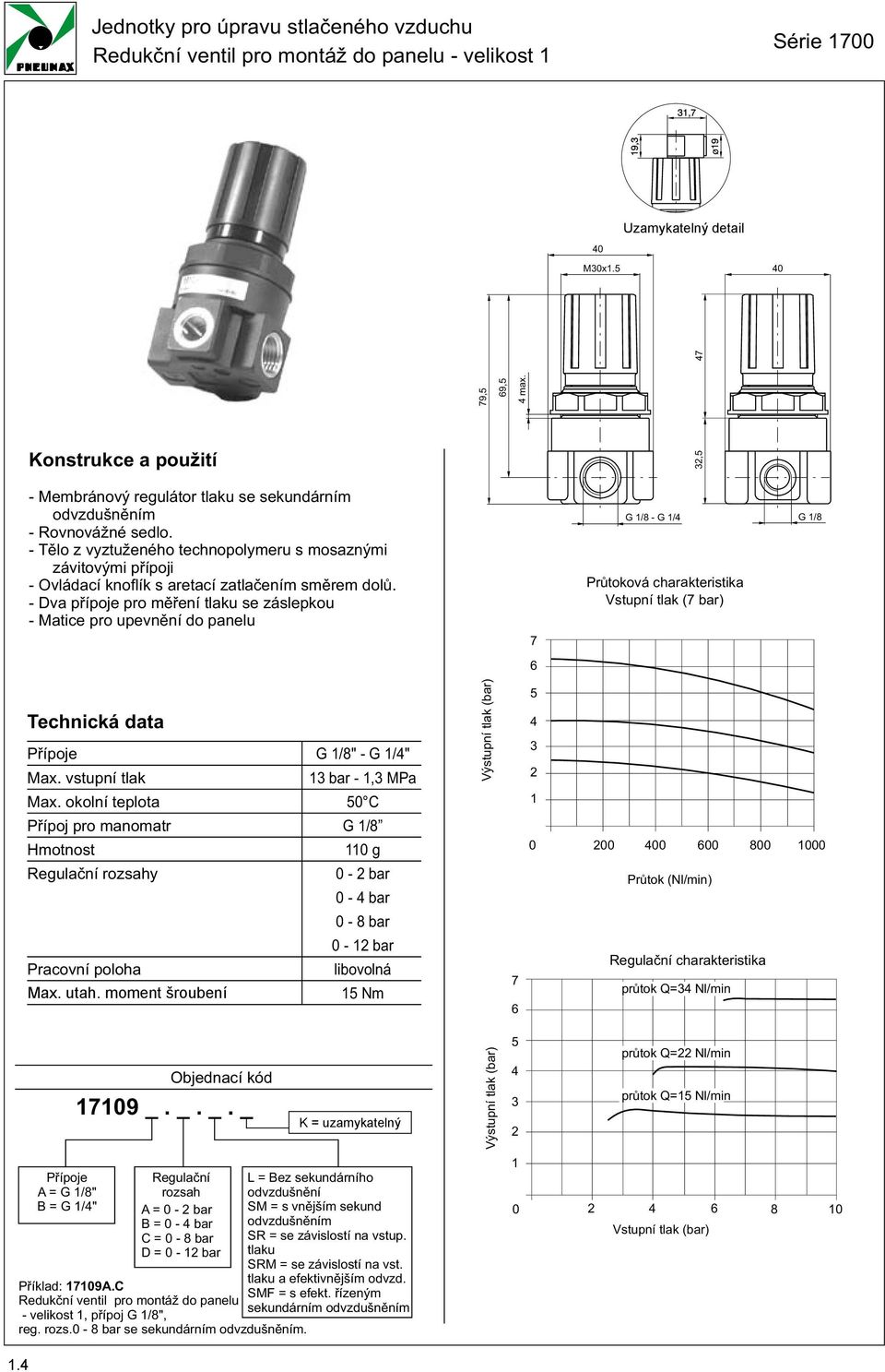 G /G - / G / - G / G /G / Konstrukce a použití a - Membránový - regulátor tlaku tlaku se sekundárním odvzdušnìním - Rovnovážné - sedlo.