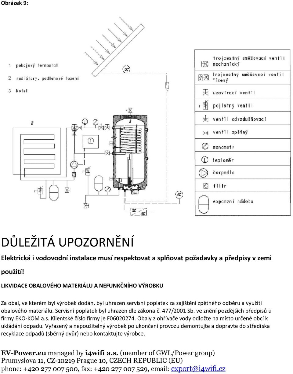 obalového materiálu. Servisní poplatek byl uhrazen dle zákona č. 477/2001 Sb. ve znění pozdějších předpisů u firmy EKO-KOM a.s. Klientské číslo firmy je F06020274.