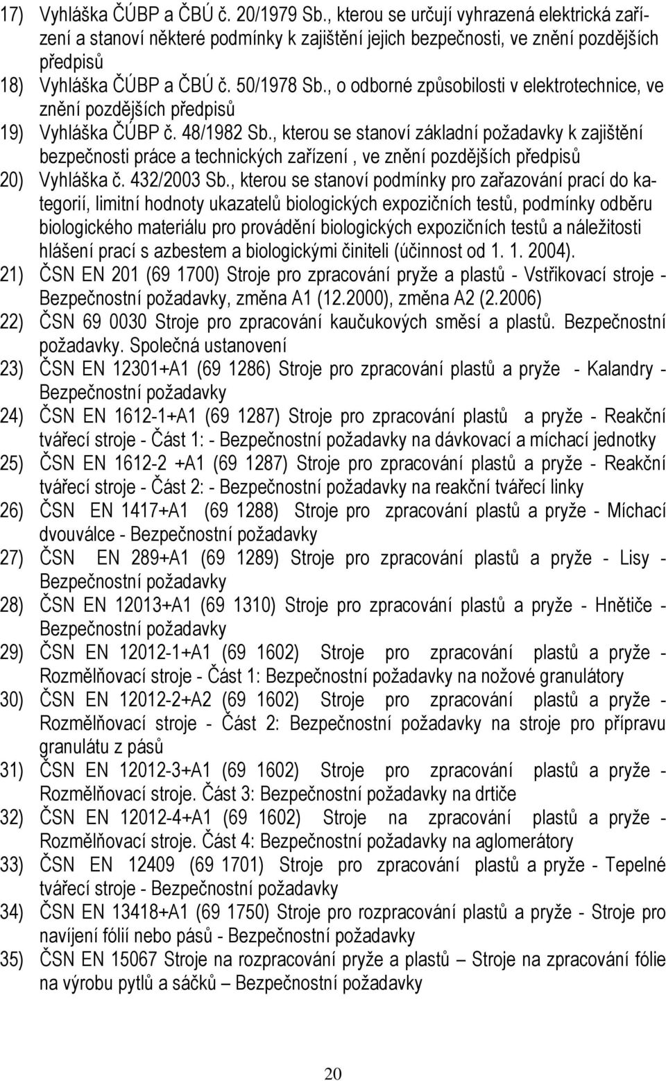 , o odborné způsobilosti v elektrotechnice, ve znění pozdějších předpisů 19) Vyhláška ČÚBP č. 48/1982 Sb.