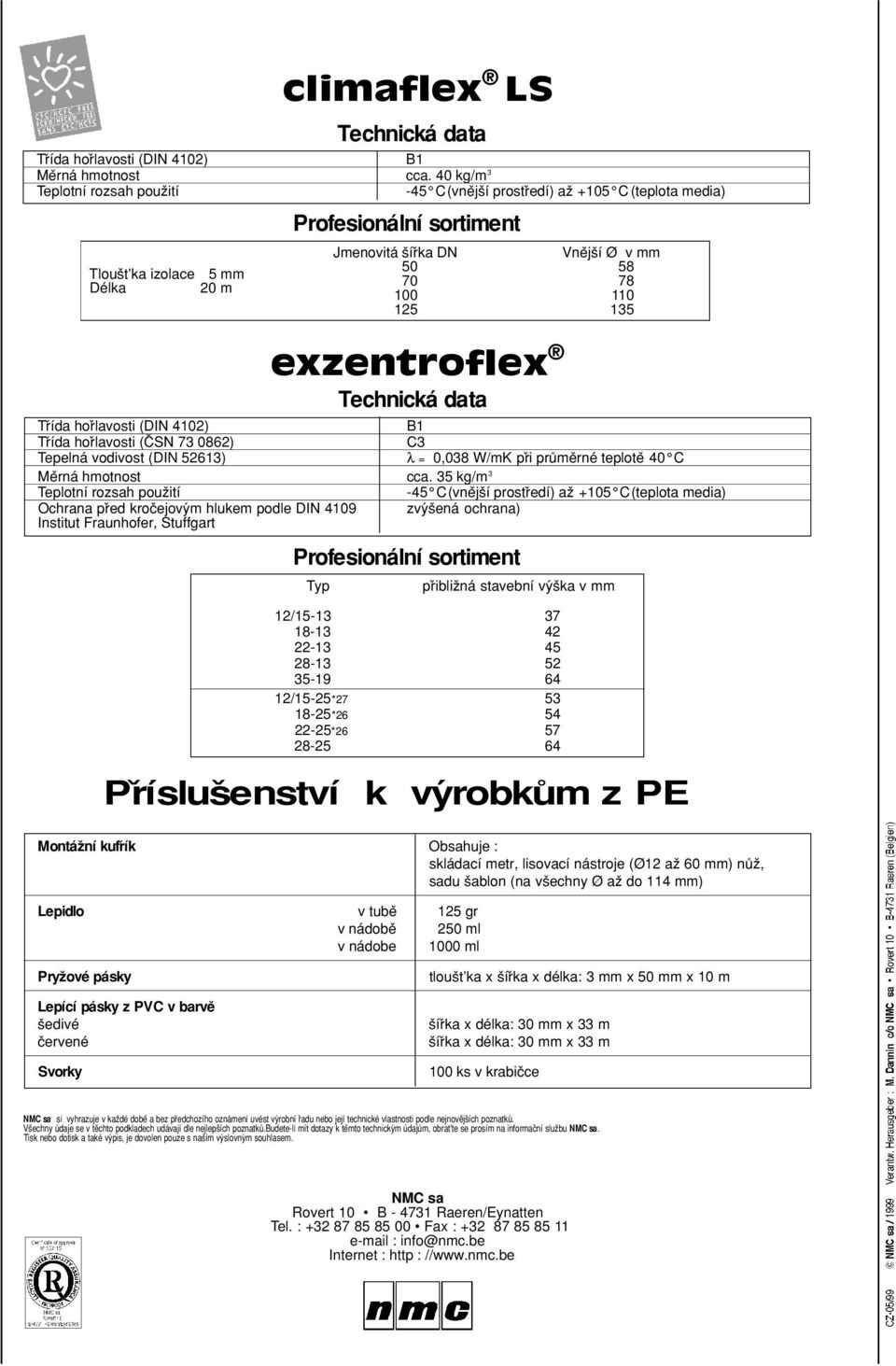 53 18-25*26 54 22-25*26 57 28-25 64 Pr íslus enství k vyŕobku m z PE Montáz ní kufr ík Obsahuje : skládací metr, lisovací nástroje (Ø12 az 60 mm) nu z, sadu s ablon (na vs echny Ø az do 114 mm)