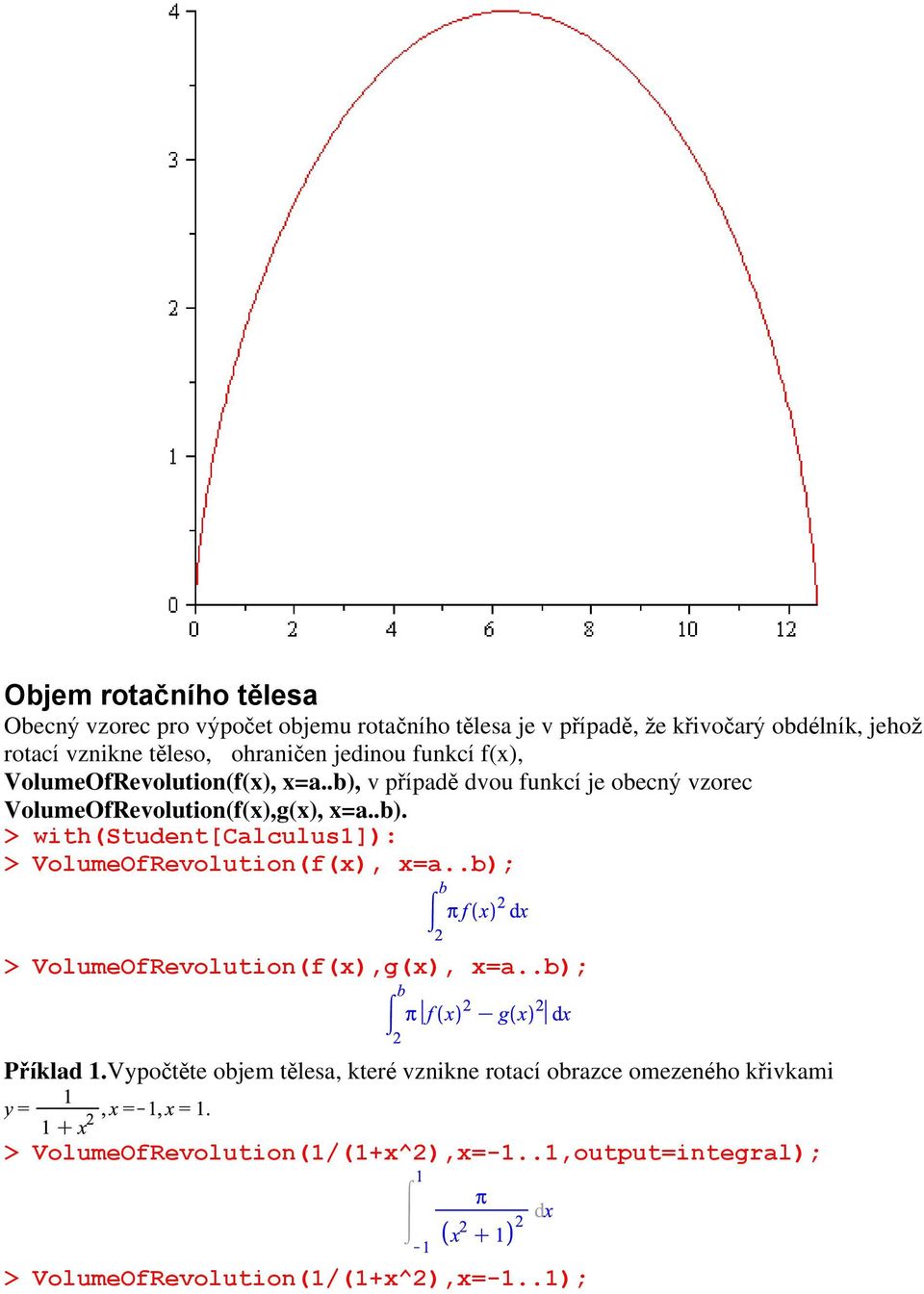 .b); > VolumeOfRevolution(f(x),g(x), x=a..b); Příklad 1.