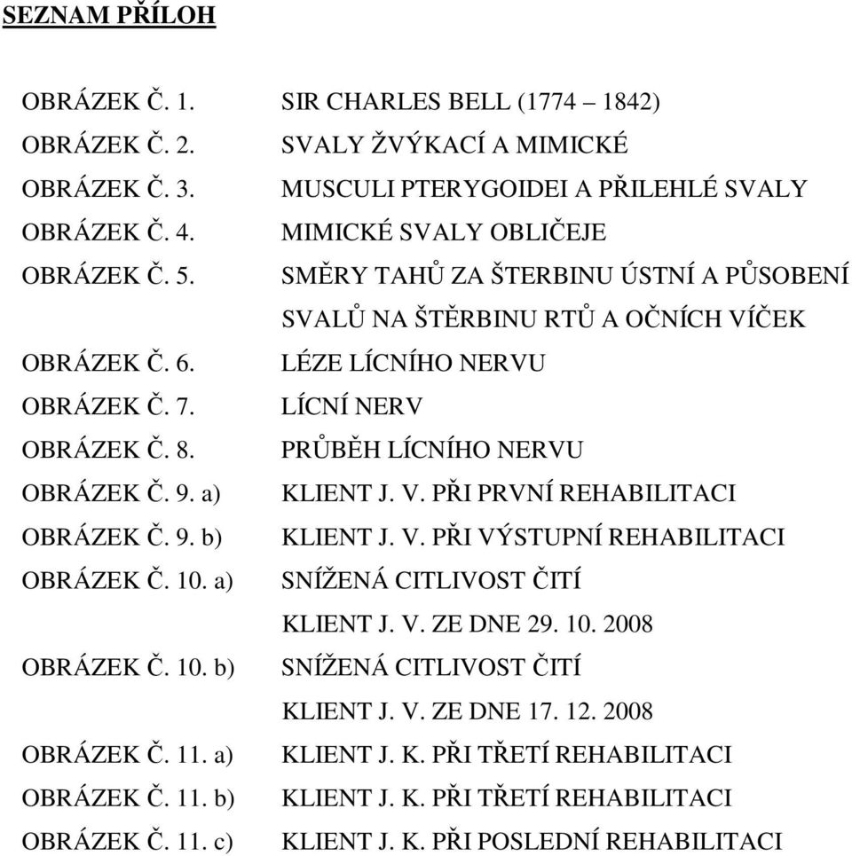 V. PŘI PRVNÍ REHABILITACI OBRÁZEK Č. 9. b) KLIENT J. V. PŘI VÝSTUPNÍ REHABILITACI OBRÁZEK Č. 10. a) SNÍŽENÁ CITLIVOST ČITÍ KLIENT J. V. ZE DNE 29. 10. 2008 OBRÁZEK Č. 10. b) SNÍŽENÁ CITLIVOST ČITÍ KLIENT J.