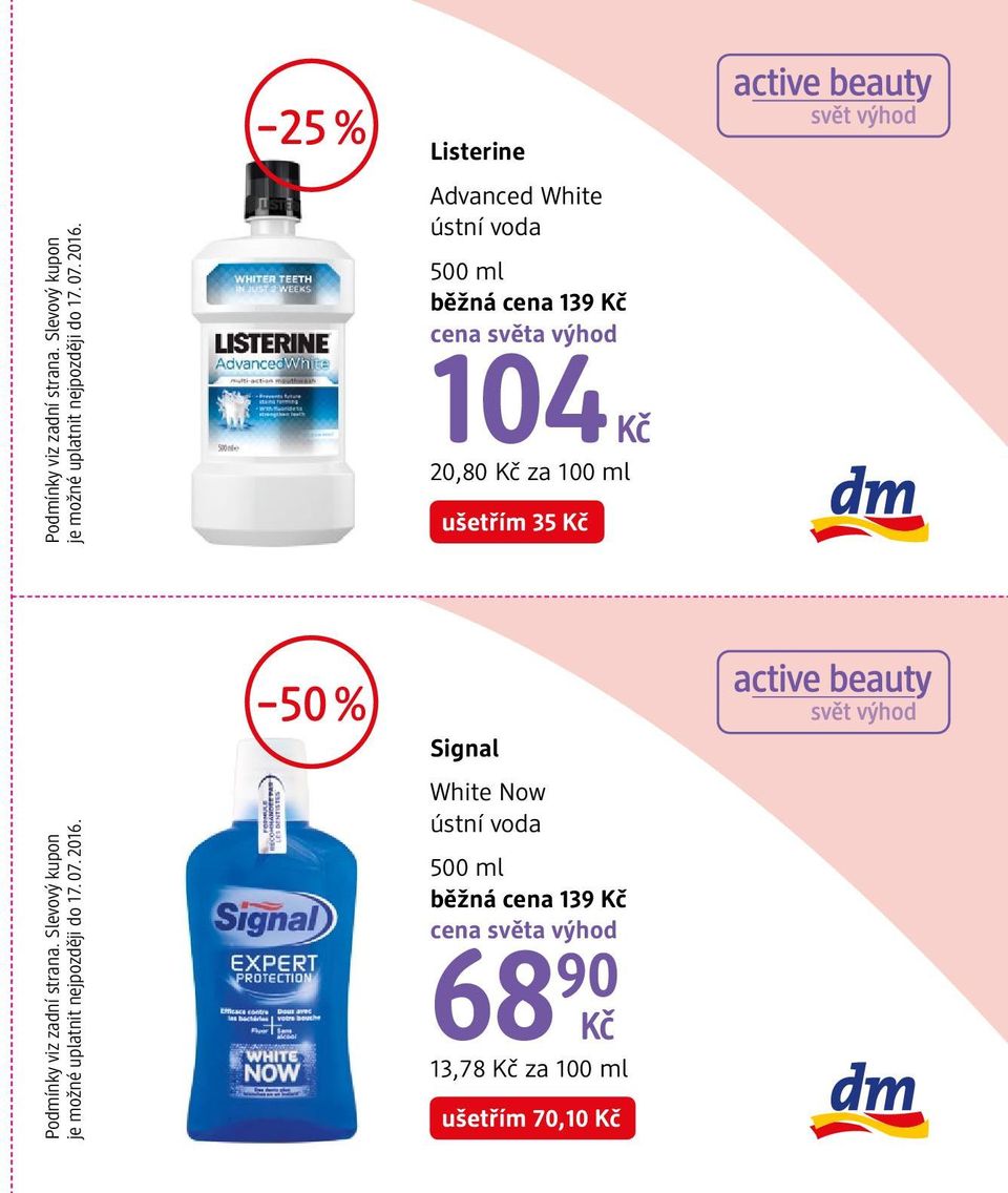 Kč 50 % Signal White Now ústní voda 500 ml běžná