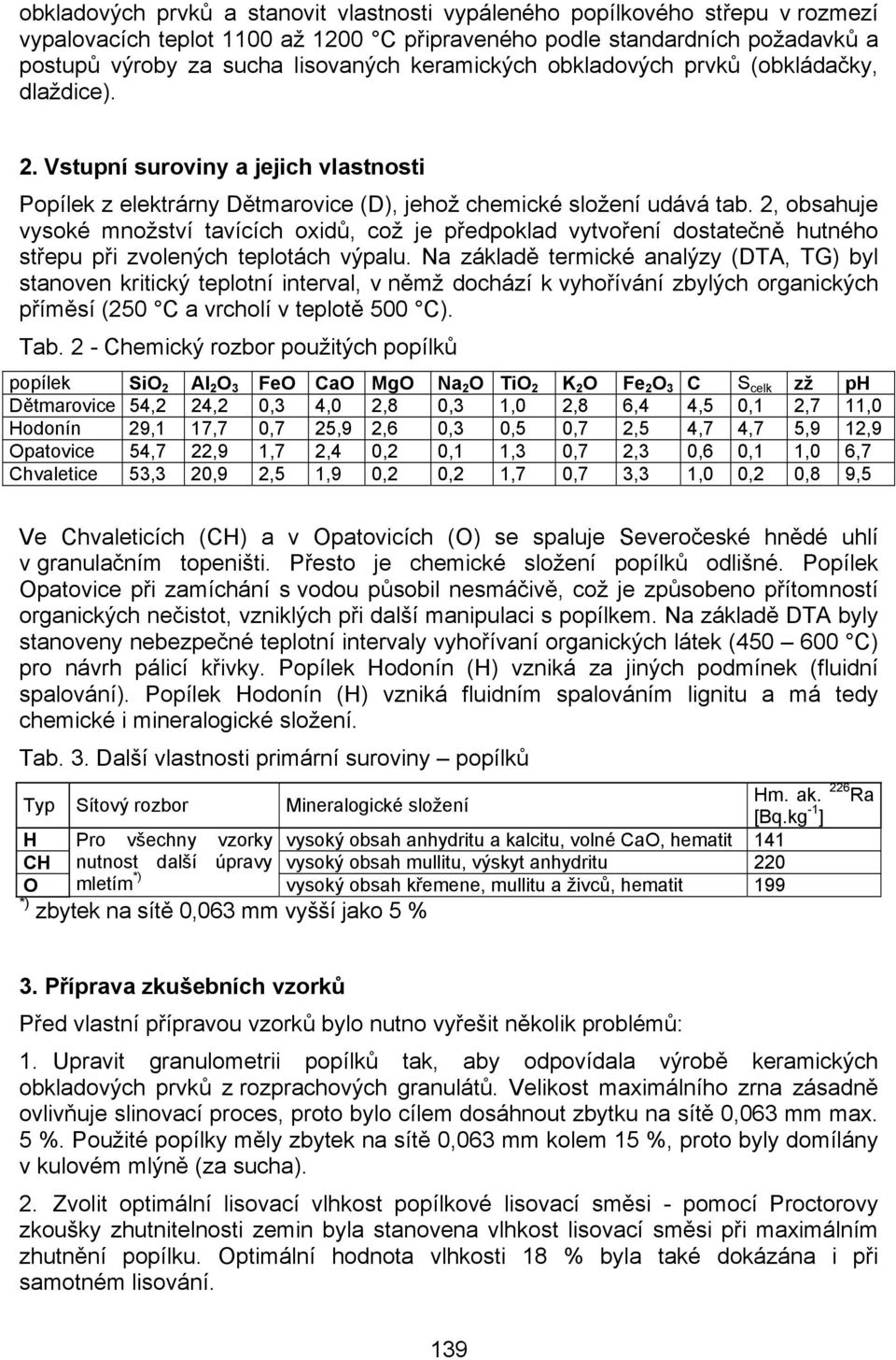 2, obsahuje vysoké množství tavících oxidů, což je předpoklad vytvoření dostatečně hutného střepu při zvolených teplotách výpalu.