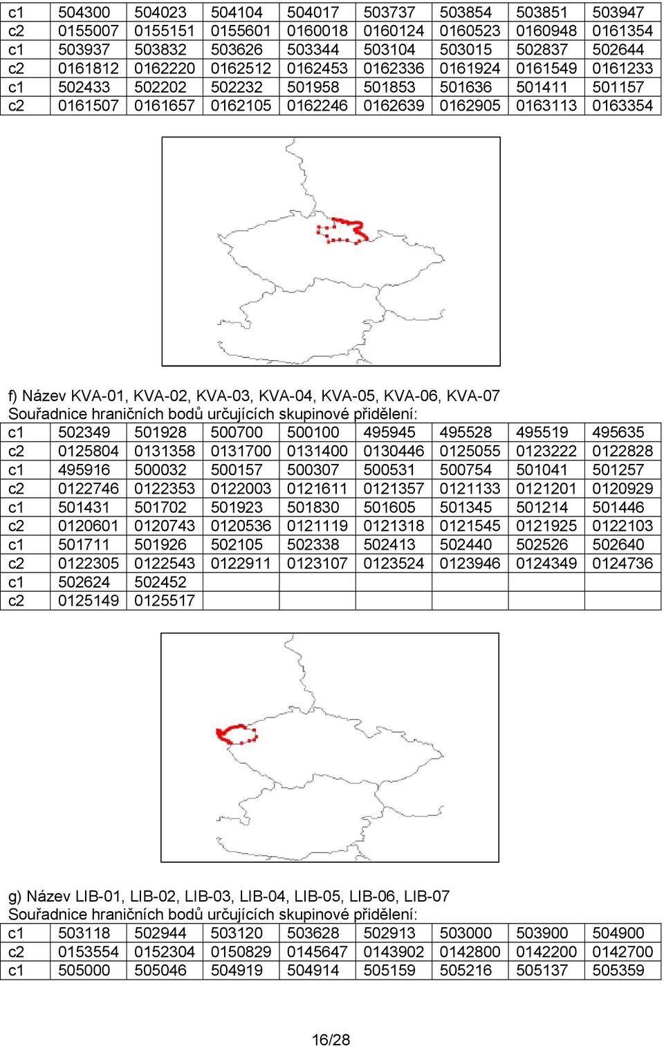 KVA-02, KVA-03, KVA-04, KVA-05, KVA-06, KVA-07 c1 502349 501928 500700 500100 495945 495528 495519 495635 c2 0125804 0131358 0131700 0131400 0130446 0125055 0123222 0122828 c1 495916 500032 500157