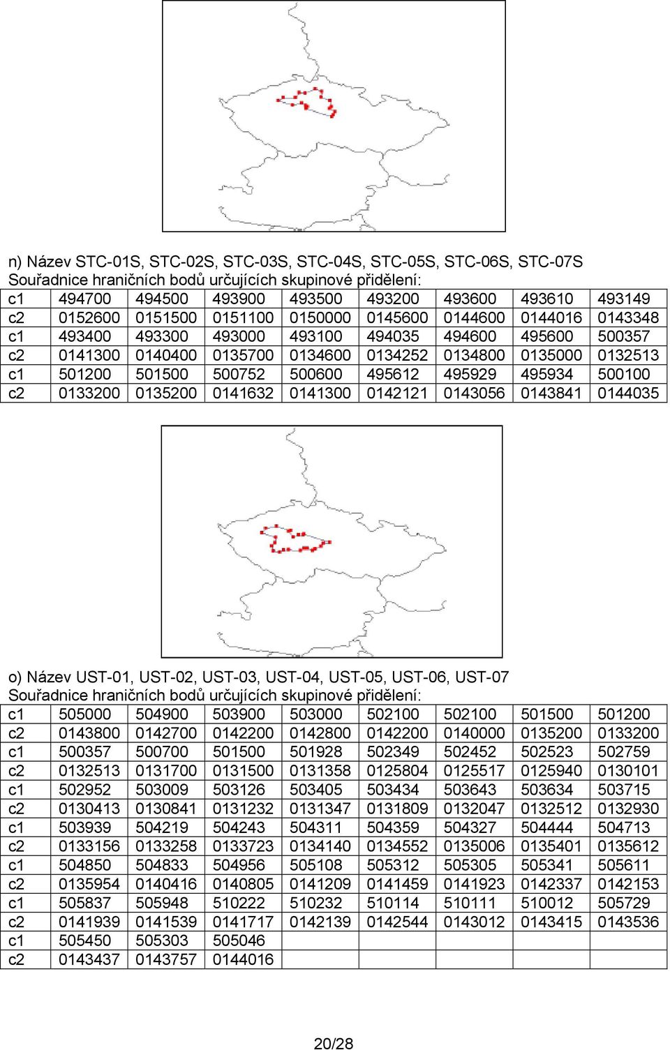 0135200 0141632 0141300 0142121 0143056 0143841 0144035 o) Název UST-01, UST-02, UST-03, UST-04, UST-05, UST-06, UST-07 c1 505000 504900 503900 503000 502100 502100 501500 501200 c2 0143800 0142700