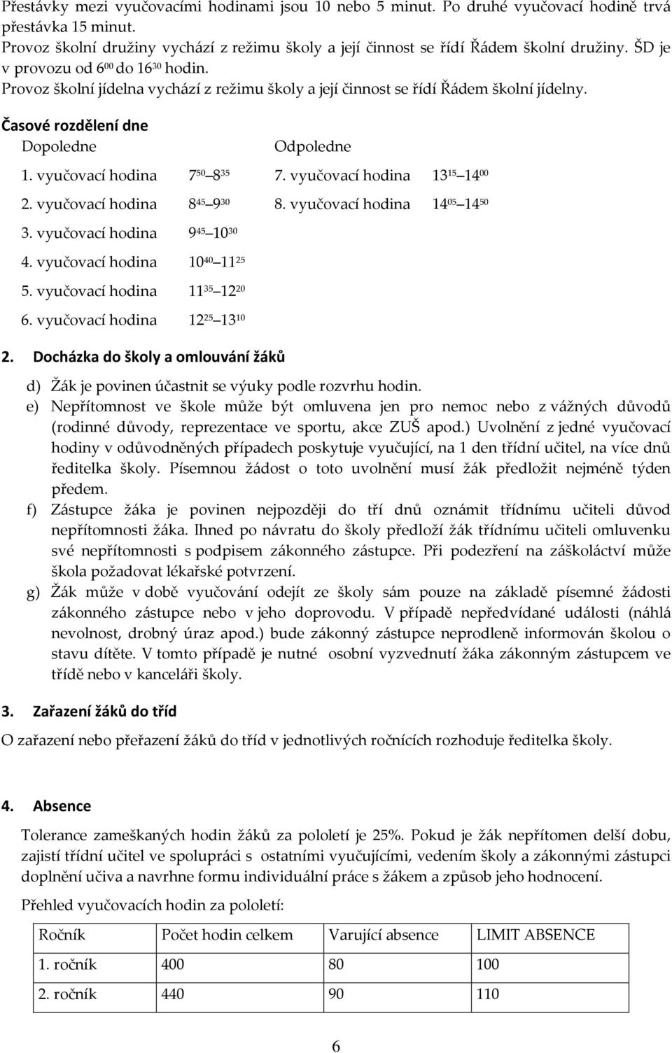 vyučovací hodina 7 50 8 35 7. vyučovací hodina 13 15 14 00 2. vyučovací hodina 8 45 9 30 8. vyučovací hodina 14 05 14 50 3. vyučovací hodina 9 45 10 30 4. vyučovací hodina 10 40 11 25 5.