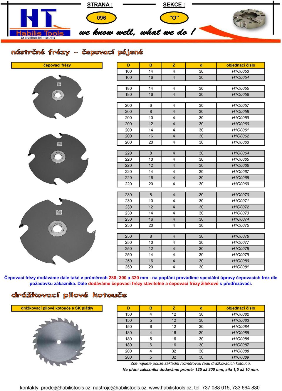 4 250 8 4 H1O0075 H1O0076 250 10 4 H1O0077 250 12 4 H1O0078 250 14 4 H1O0079 250 16 4 H1O0080 250 20 4 H1O0081 epovací frézy oáváme ále také v pr m rech 280; 0 a 320 mm - na poptání prováíme