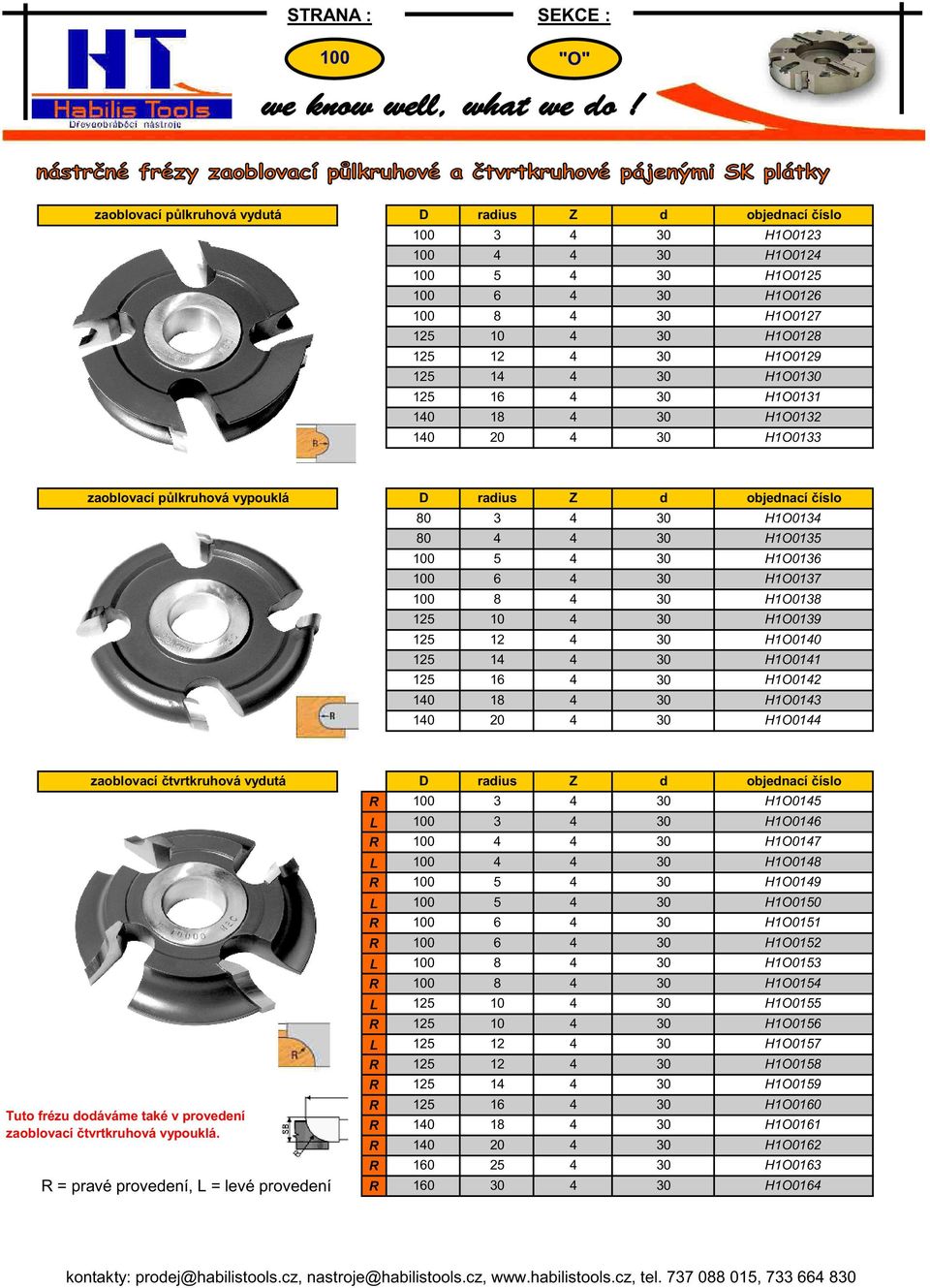 125 16 4 H1O0142 140 18 4 H1O0143 140 20 4 H1O0144 zaoblovací tvrtkruhová vyutá D raius Z Tuto frézu oáváme také v proveení zaoblovací tvrtkruhová vypouklá.