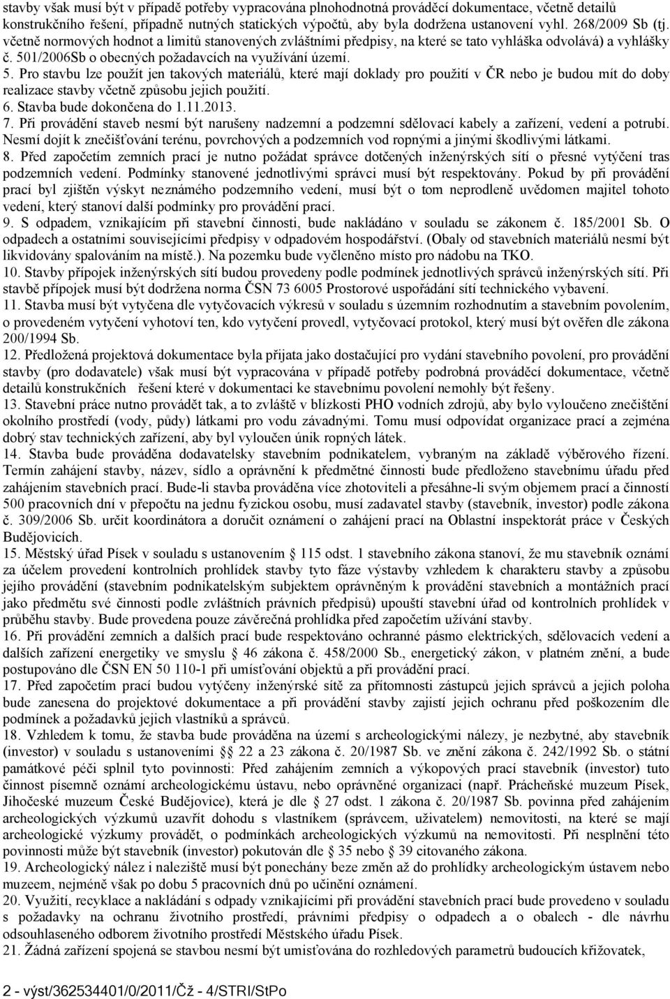 1/2006Sb o obecných požadavcích na využívání území. 5.