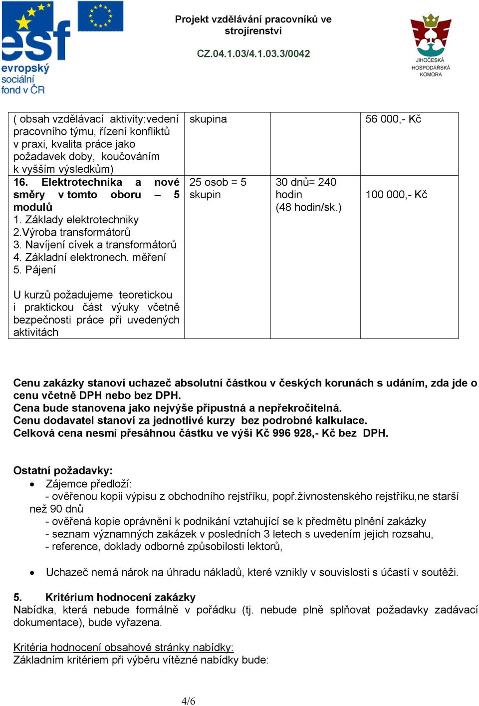 Pájení 25 osob = 5 skupin 30 dnů= 240 (48 /sk.