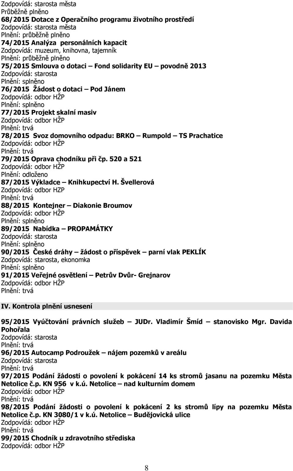 520 a 521 Plnění: odloženo 87/2015 Výkladce Knihkupectví H.