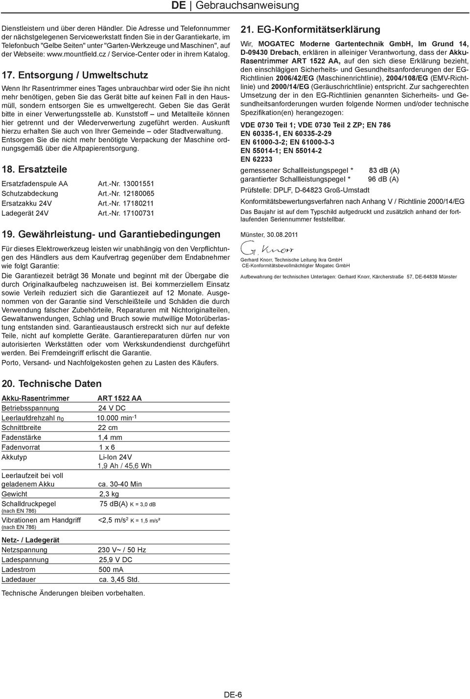 mountfield.cz / Service-Center oder in ihrem Katalog. 7.
