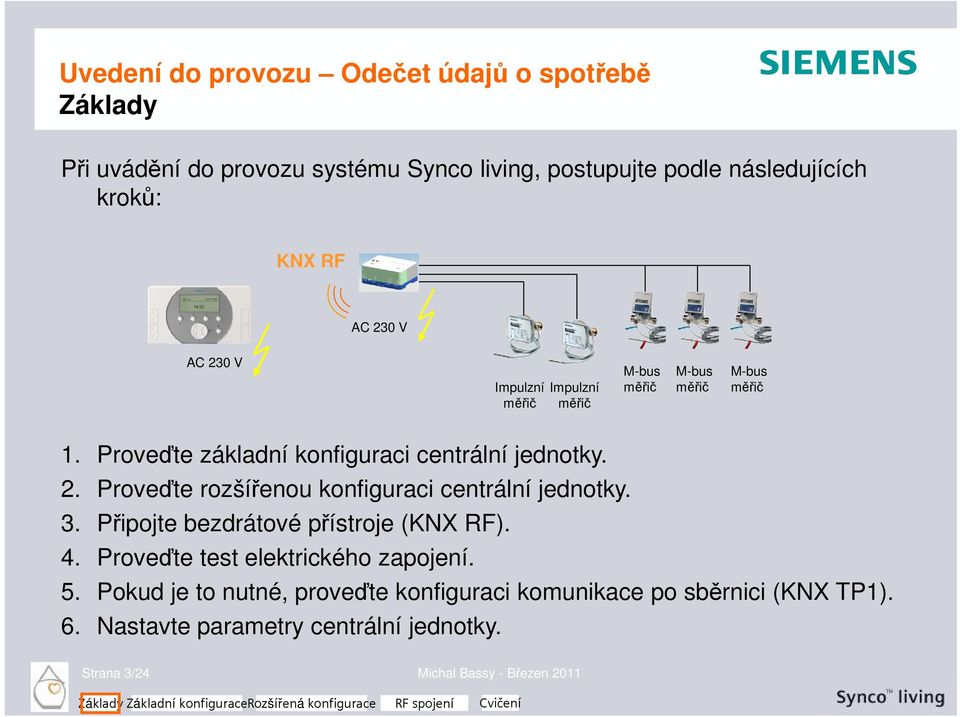 Proveďte rozšířenou konfiguraci centrální jednotky. 3. Připojte bezdrátové přístroje (KNX RF). 4.