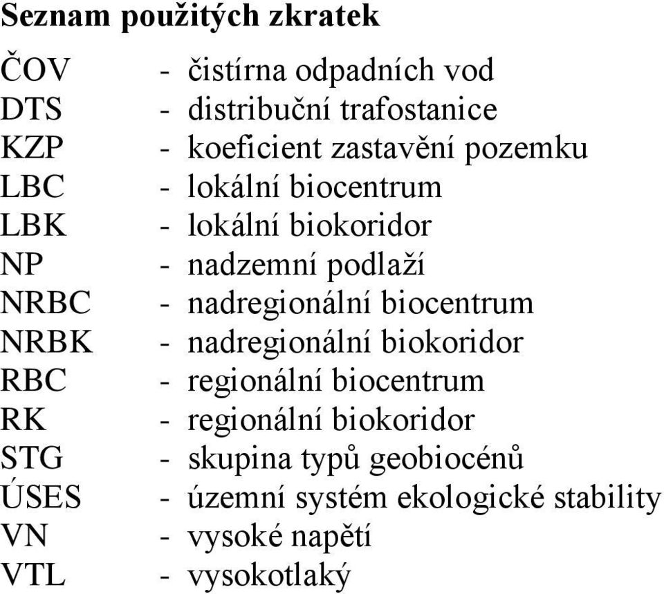 nadregionální biocentrum NRBK - nadregionální biokoridor RBC - regionální biocentrum RK - regionální