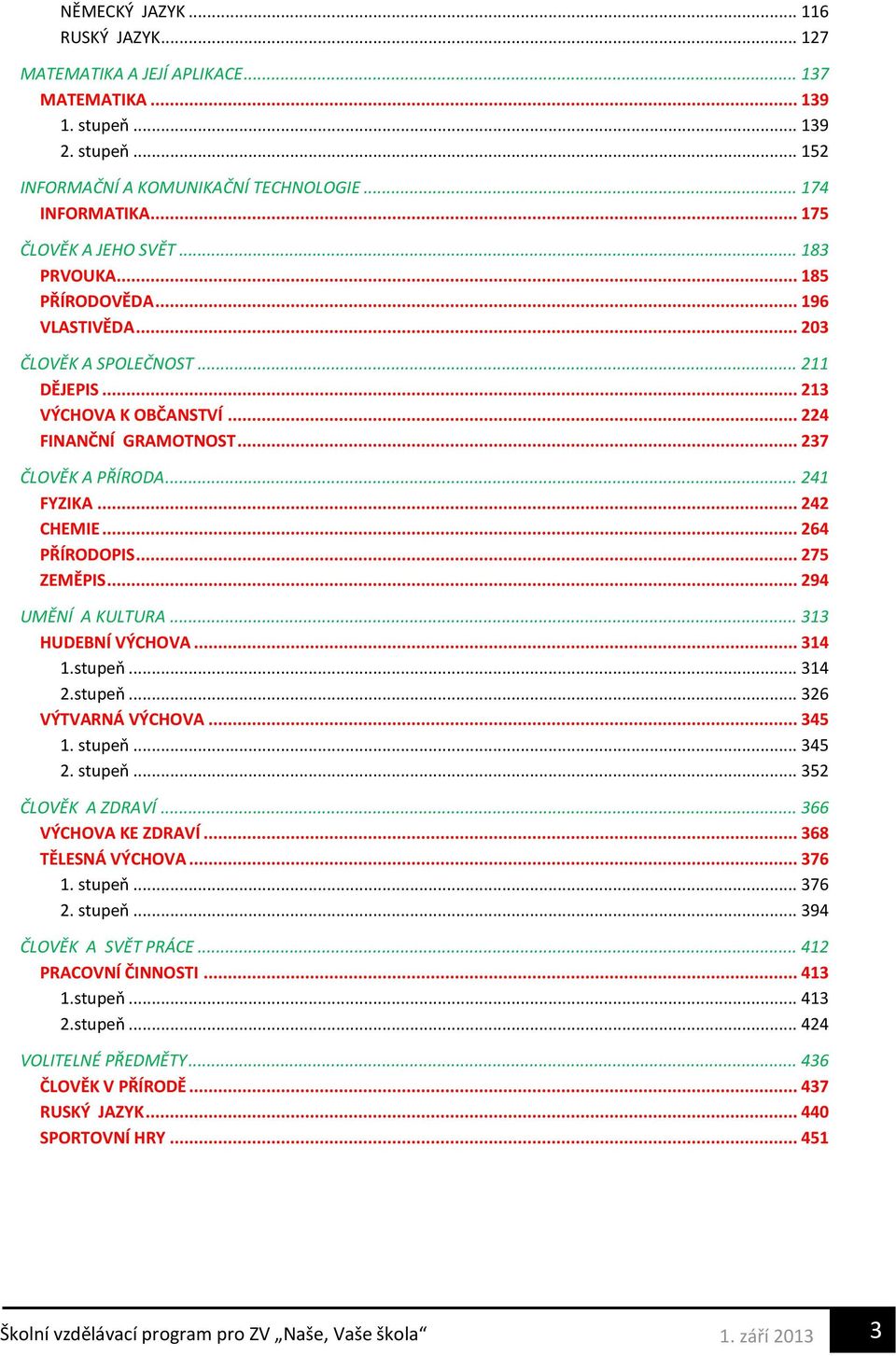 .. 241 FYZIKA... 242 CHEMIE... 264 PŘÍRODOPIS... 275 ZEMĚPIS... 294 UMĚNÍ A KULTURA... 313 HUDEBNÍ VÝCHOVA... 314 1.stupeň... 314 2.stupeň... 326 VÝTVARNÁ VÝCHOVA... 345 1. stupeň.