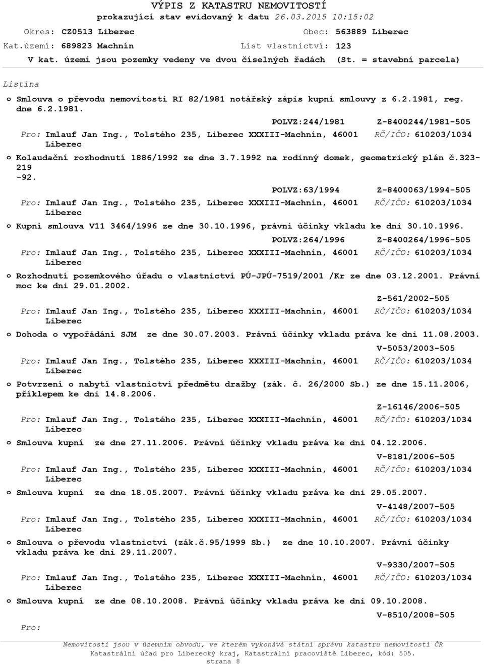 , Tlstéh 235, XXXIII-Machnín, 46 Imlauf Jan Ing., Tlstéh 235, XXXIII-Machnín, 46 Imlauf Jan Ing., Tlstéh 235, XXXIII-Machnín, 46 Imlauf Jan Ing., Tlstéh 235, XXXIII-Machnín, 46 Imlauf Jan Ing., Tlstéh 235, XXXIII-Machnín, 46 Imlauf Jan Ing., Tlstéh 235, XXXIII-Machnín, 46 Imlauf Jan Ing., Tlstéh 235, XXXIII-Machnín, 46 Imlauf Jan Ing., Tlstéh 235, XXXIII-Machnín, 46 Imlauf Jan Ing., Tlstéh 235, XXXIII-Machnín, 46 Klaudační rzhdnutí 1886/1992 ze dne 3.