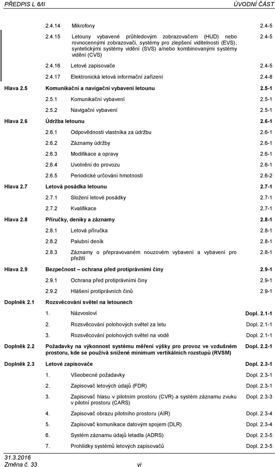 kombinovanými systémy vidění (CVS) 2.4-5 2.4.16 Letové zapisovače 2.4-5 2.4.17 Elektronická letová informační zařízení 2.4-8 Hlava 2.5 Komunikační a navigační vybavení letounu 2.5-1 2.5.1 Komunikační vybavení 2.