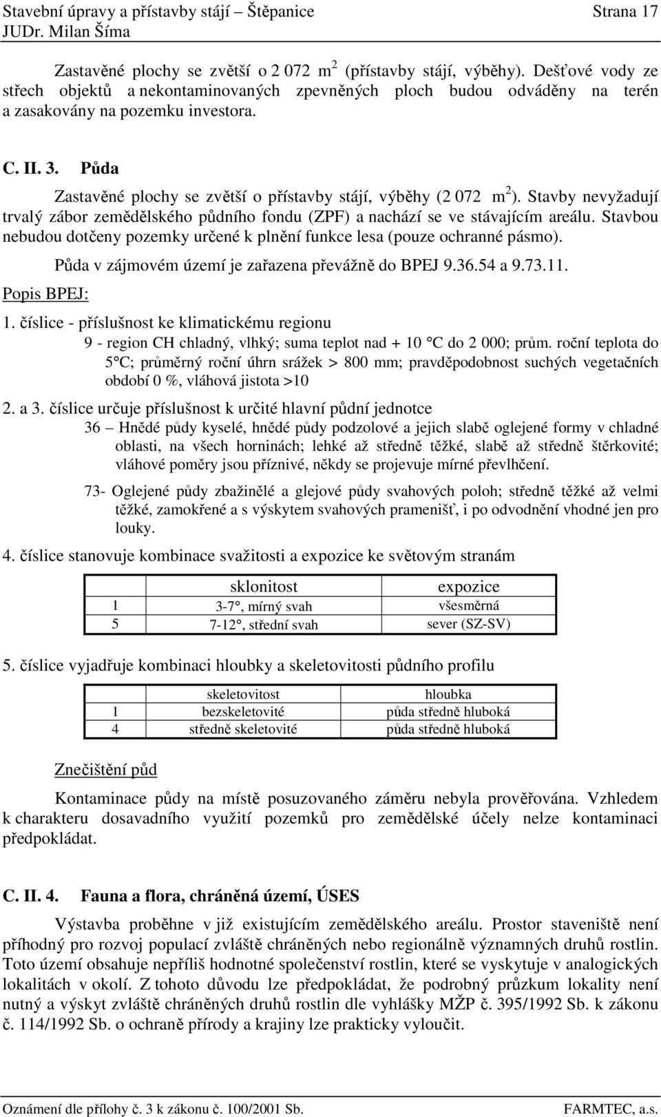 Půda Zastavěné plochy se zvětší o přístavby stájí, výběhy (2 072 m 2 ). Stavby nevyžadují trvalý zábor zemědělského půdního fondu (ZPF) a nachází se ve stávajícím areálu.