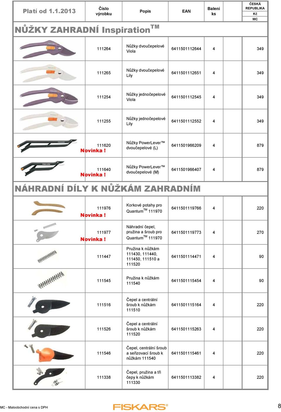 111976 Korkové potahy pro Quantum TM 111970 6411501119766 4 220 111977 111447 Náhradní čepel, pružina a šroub pro Quantum TM 111970 Pružina k nůžkám 111430, 111440, 111450, 111510 a 111520