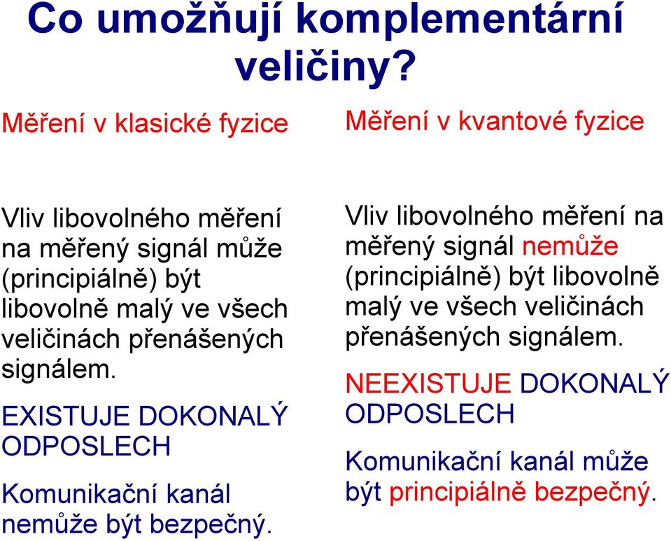 libovolně malý ve všech veličinách přenášených signálem.