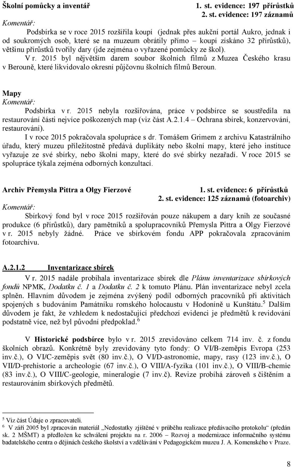 evidence: 197 záznamů Komentář: Podsbírka se v roce 2015 rozšířila koupí (jednak přes aukční portál Aukro, jednak i od soukromých osob, které se na muzeum obrátily přímo koupí získáno 32 přírůstků),