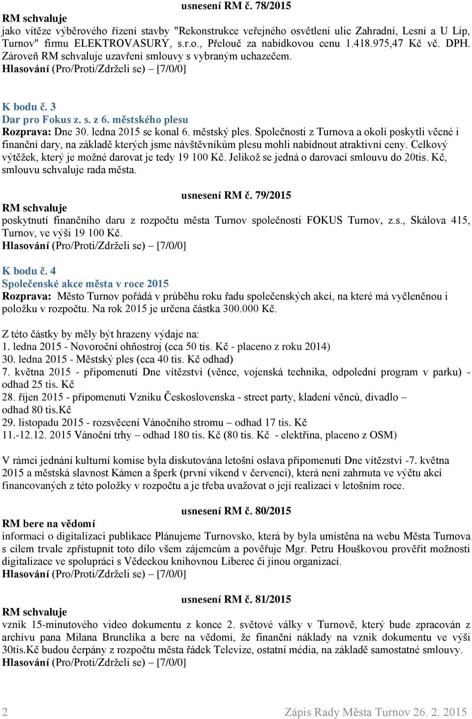 Společnosti z Turnova a okolí poskytli věcné i finanční dary, na základě kterých jsme návštěvníkům plesu mohli nabídnout atraktivní ceny. Celkový výtěžek, který je možné darovat je tedy 19 100 Kč.