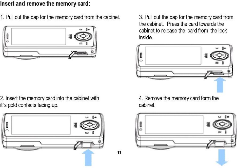 Pull out the cap for the memory card from the cabinet.