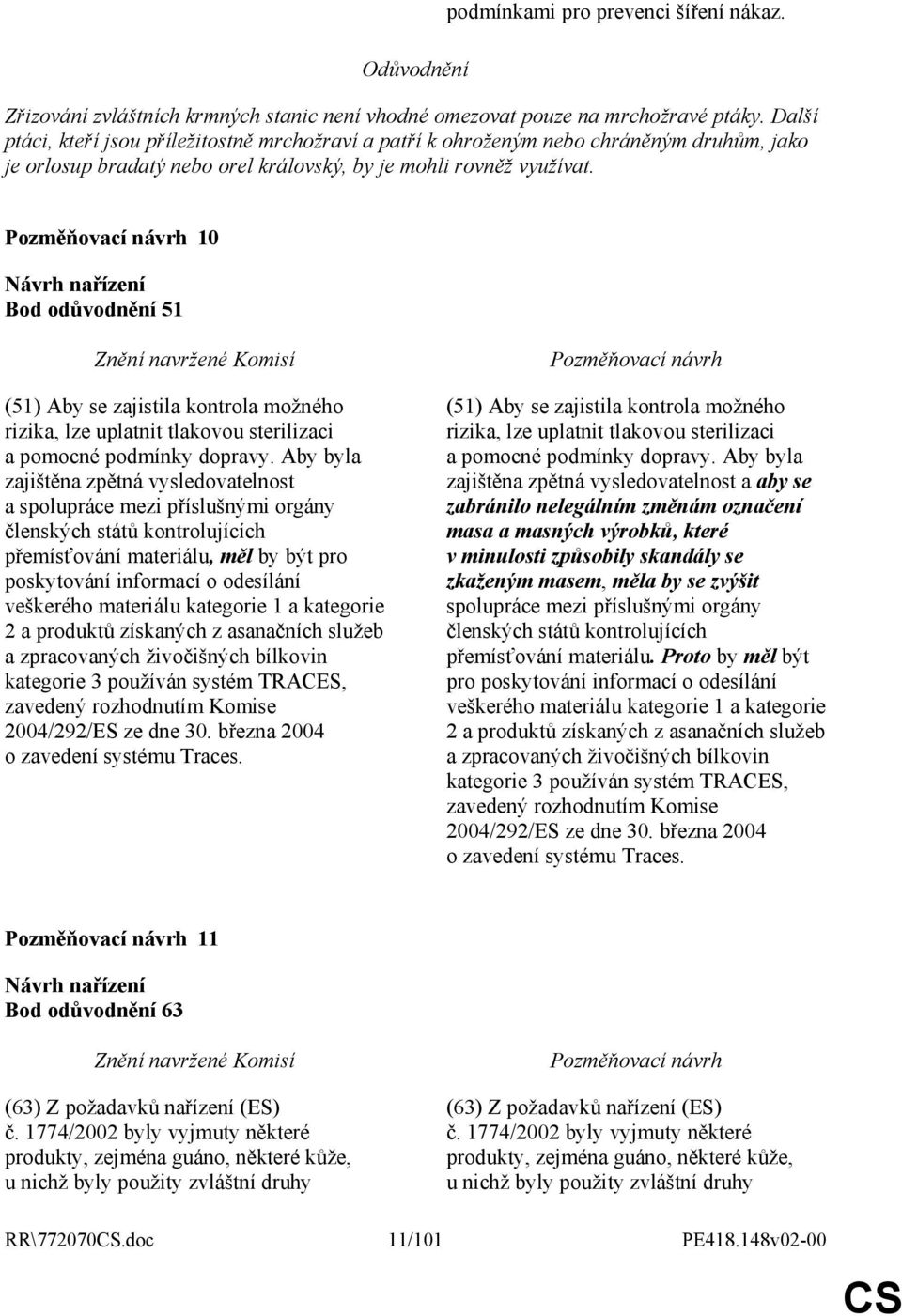 10 Bod odůvodnění 51 (51) Aby se zajistila kontrola možného rizika, lze uplatnit tlakovou sterilizaci a pomocné podmínky dopravy.