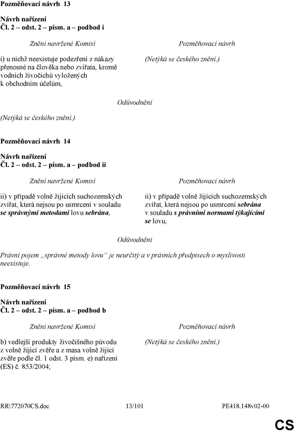 a podbod ii ii) v případě volně žijících suchozemských zvířat, která nejsou po usmrcení v souladu se správnými metodami lovu sebrána, ii) v případě volně žijících suchozemských zvířat, která nejsou