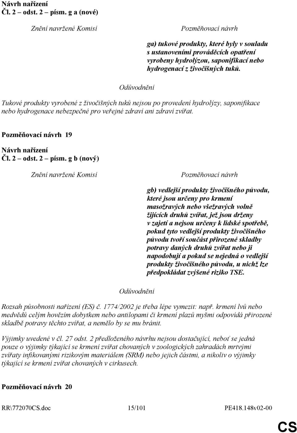 g b (nový) gb) vedlejší produkty živočišného původu, které jsou určeny pro krmení masožravých nebo všežravých volně žijících druhů zvířat, jež jsou drženy v zajetí a nejsou určeny k lidské spotřebě,