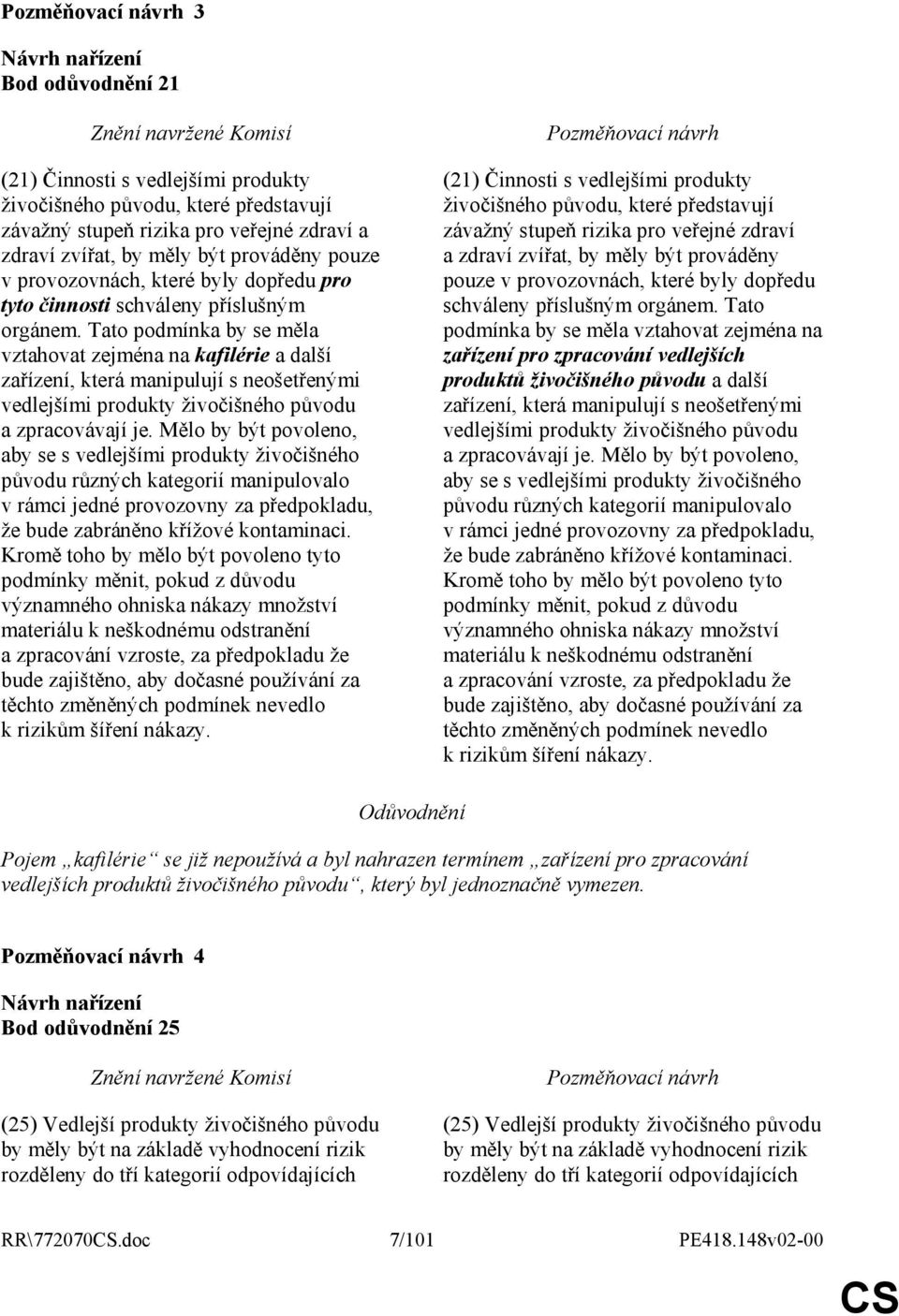 Tato podmínka by se měla vztahovat zejména na kafilérie a další zařízení, která manipulují s neošetřenými vedlejšími produkty živočišného původu a zpracovávají je.